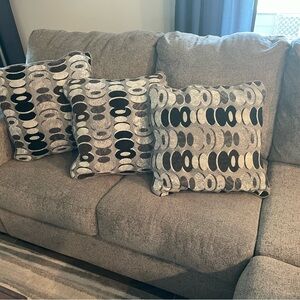Geometric Accent Pillow Trio - Gray, Black, Cream